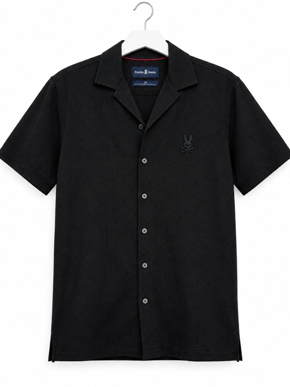 Psycho Bunny Men's Black Camp Collar Short Sleeve Shirt Size S